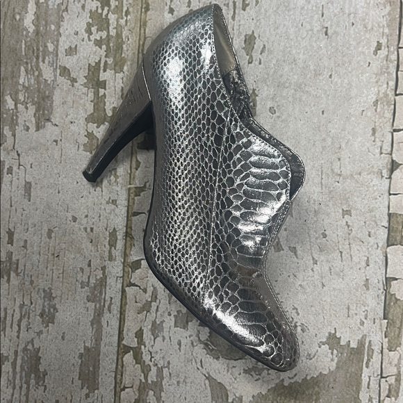 Metallic Snakeskin Heeled Ankle Boots - Picture 1 of 3
